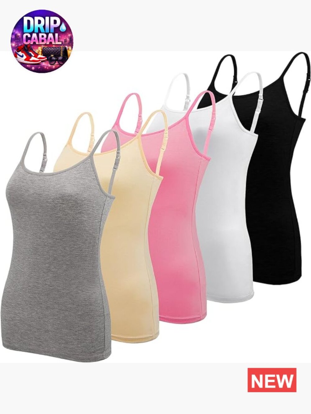 5 Pcs Women's Camisole Tank Top Undershirt Spaghetti Strap Basic Camisoles